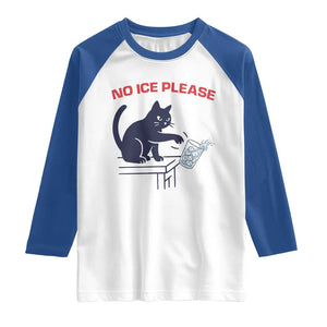 No Ice Please Raglan Shirt - Funny Cat Anti ICE Immigration Meme Humor Tee TS14 White Royal Print Your Wear