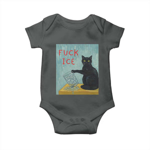 No Ice Please Baby Onesie Funny Cat Anti ICE Artist Meme TS14 Dark Heather Print Your Wear