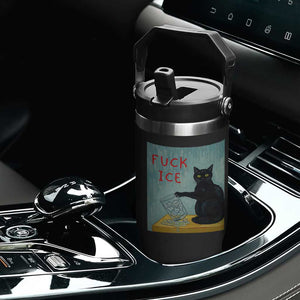 No Ice Please Flip Straw Tumbler Funny Cat Anti ICE Artist Meme TS14 Print Your Wear