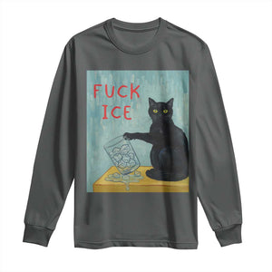 No Ice Please Long Sleeve Shirt Funny Cat Anti ICE Artist Meme TS14 Dark Heather Print Your Wear