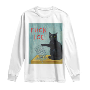 No Ice Please Long Sleeve Shirt Funny Cat Anti ICE Artist Meme TS14 White Print Your Wear