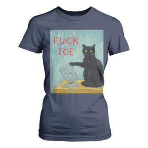 No Ice Please T Shirt For Women Funny Cat Anti ICE Artist Meme TS14 Navy Print Your Wear