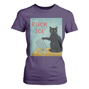 No Ice Please T Shirt For Women Funny Cat Anti ICE Artist Meme TS14 Purple Print Your Wear