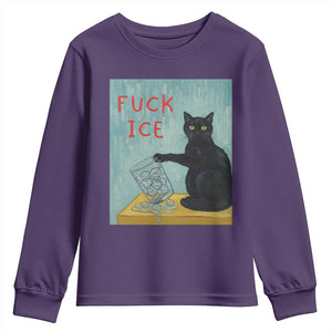 No Ice Please Youth Sweatshirt Funny Cat Anti ICE Artist Meme TS14 Purple Print Your Wear