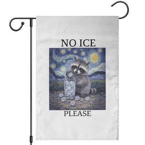 No Ice Please Garden Flag Starry Night Raccoon Trash Panda Anti ICE Meme TS14 White Print Your Wear