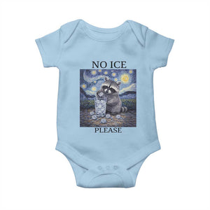 No Ice Please Baby Onesie Starry Night Raccoon Trash Panda Anti ICE Meme TS14 Light Blue Print Your Wear