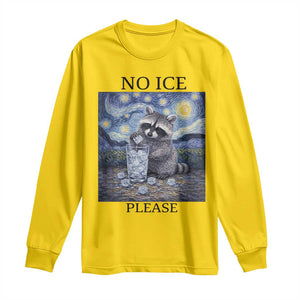 No Ice Please Long Sleeve Shirt Starry Night Raccoon Trash Panda Anti ICE Meme TS14 Daisy Print Your Wear