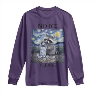 No Ice Please Long Sleeve Shirt Starry Night Raccoon Trash Panda Anti ICE Meme TS14 Purple Print Your Wear
