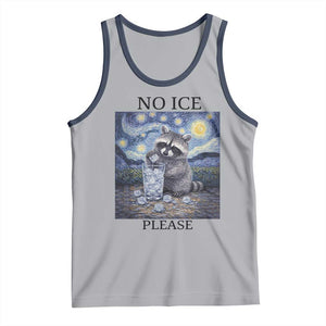 No Ice Please Tank Top Starry Night Raccoon Trash Panda Anti ICE Meme TS14 Athletic Heather Navy Print Your Wear