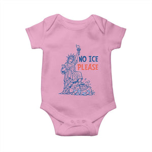 No Ice Please Baby Onesie Funny Statue of Liberty Anti ICE Deportation Human Rights TS14 Light Pink Print Your Wear