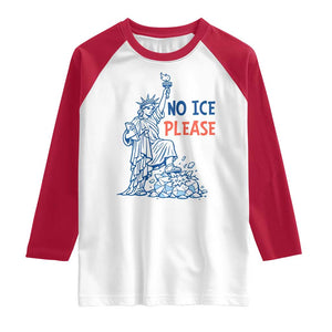 No Ice Please Raglan Shirt Funny Statue of Liberty Anti ICE Deportation Human Rights TS14 White Red Print Your Wear
