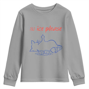 No Ice Please Youth Sweatshirt Funny Cat Anti ICE Deportation Human Rights TS14 Sport Gray Print Your Wear