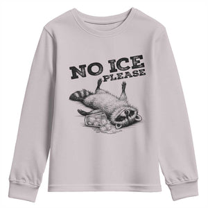 No Ice Please Youth Sweatshirt Funny Raccoon Anti ICE Deportation Human Rights TS14 Ice Gray Print Your Wear