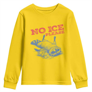 No Ice Please Youth Sweatshirt Funny Raccoon Trash Panda Anti ICE Meme TS14 Daisy Print Your Wear