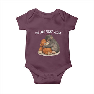 Punch Monkey Baby Onesie - You Are Never Alone Brave Cute Baby Monkey Gift TS14 Maroon Print Your Wear