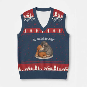 Punch Monkey V-Neck Knit Sweater Vest You Are Never Alone Brave TS14 Navy Red Print Your Wear