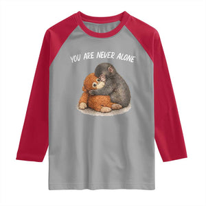Punch Monkey Raglan Shirt You Are Never Alone Brave TS14 Sport Gray Red Print Your Wear