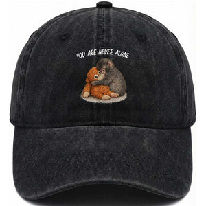 Punch Monkey Washed Cotton Baseball Cap You Are Never Alone Brave TS14 Washed Cap Universal Fit Black Print Your Wear