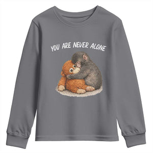Punch Monkey Youth Sweatshirt You Are Never Alone Brave TS14 Charcoal Print Your Wear