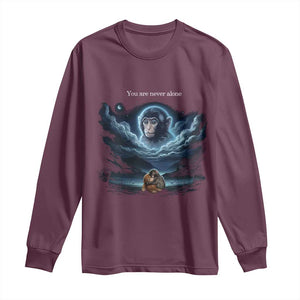 Baby Monkey Punch Long Sleeve Shirt You Are Never Alone Brave TS14 Maroon Print Your Wear