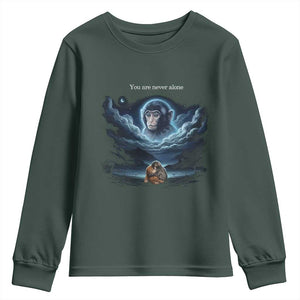 Baby Monkey Punch Youth Sweatshirt You Are Never Alone Brave TS14 Dark Forest Green Print Your Wear