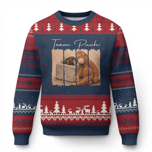 Team Punch Ugly Christmas Sweater Baby Monkey And Plush Toy Viral TS14 Navy Red Print Your Wear
