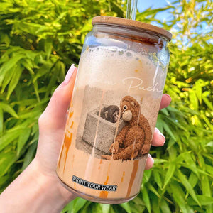 Team Punch Glass Can Baby Monkey And Plush Toy Viral TS14 Black Print Your Wear