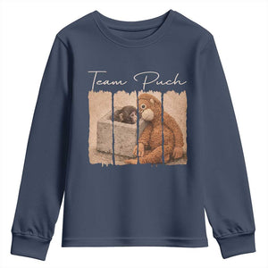 Team Punch Youth Sweatshirt Baby Monkey And Plush Toy Viral TS14 Navy Print Your Wear