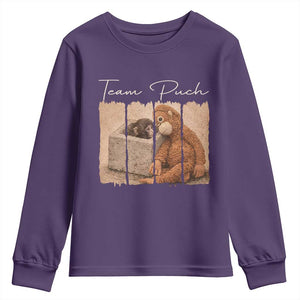 Team Punch Youth Sweatshirt Baby Monkey And Plush Toy Viral TS14 Purple Print Your Wear