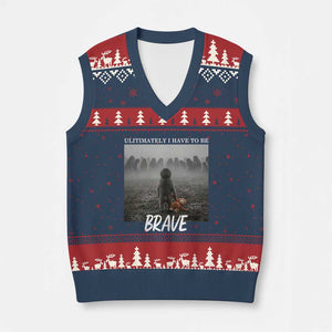 Sad Punch Monkey V-Neck Knit Sweater Vest Ultimately I Have To Be Brave TS14 Navy Red Print Your Wear