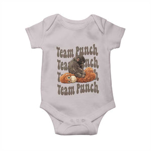 Team Punch Monkey Baby Onesie Baby Monkey And Plush Toy Viral TS14 Ice Gray Print Your Wear