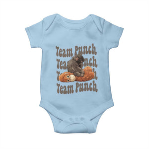 Team Punch Monkey Baby Onesie Baby Monkey And Plush Toy Viral TS14 Light Blue Print Your Wear