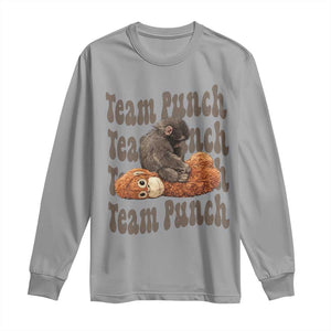 Team Punch Monkey Long Sleeve Shirt Baby Monkey And Plush Toy Viral TS14 Sport Gray Print Your Wear