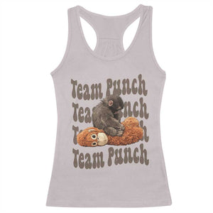 Team Punch Monkey Racerback Tank Top Baby Monkey And Plush Toy Viral TS14 Ice Gray Print Your Wear