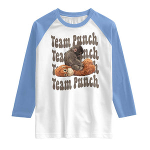 Team Punch Monkey Raglan Shirt Baby Monkey And Plush Toy Viral TS14 White Carolina Blue Print Your Wear