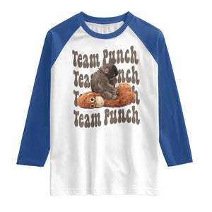 Team Punch Monkey Raglan Shirt Baby Monkey And Plush Toy Viral TS14 White Royal Print Your Wear