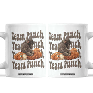 Team Punch Monkey Coffee Mug Baby Monkey And Plush Toy Viral TS14 White Print Your Wear
