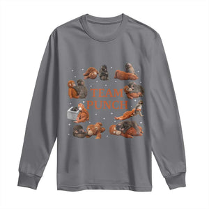Team Punch Monkey Long Sleeve Shirt Viral Baby Monkey Meme TS14 Charcoal Print Your Wear