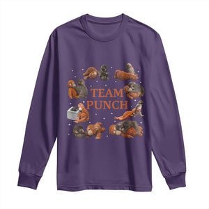 Team Punch Monkey Long Sleeve Shirt Viral Baby Monkey Meme TS14 Purple Print Your Wear