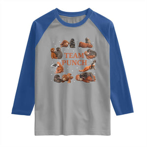 Team Punch Monkey Raglan Shirt Viral Baby Monkey Meme TS14 Sport Gray Royal Print Your Wear
