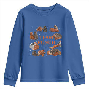Team Punch Monkey Youth Sweatshirt Viral Baby Monkey Meme TS14 Royal Blue Print Your Wear