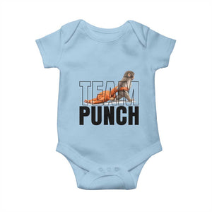 Team Punch Monkey Baby Onesie Viral Trend Baby Monkey Meme TS14 Light Blue Print Your Wear
