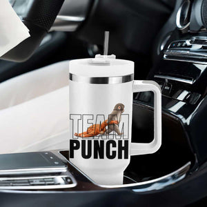 Team Punch Monkey Tumbler With Handle Viral Trend Baby Monkey Meme TS14 Print Your Wear