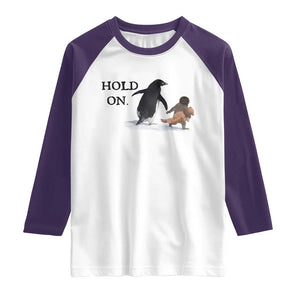 Baby Monkey Punch Viral Trend Raglan Shirt Hold On TS14 White Purple Print Your Wear