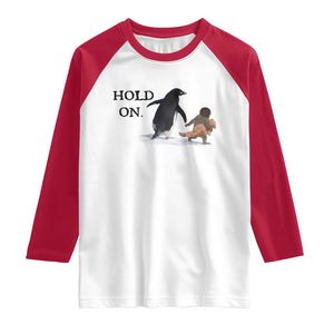 Baby Monkey Punch Viral Trend Raglan Shirt Hold On TS14 White Red Print Your Wear