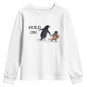 Baby Monkey Punch Viral Trend Youth Sweatshirt Hold On TS14 White Print Your Wear