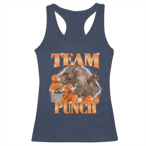 Viral Punch Monkey Racerback Tank Top Cute Baby Monkey With Plush Toy Meme TS14 Navy Print Your Wear