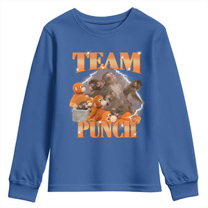 Viral Punch Monkey Youth Sweatshirt Cute Baby Monkey With Plush Toy Meme TS14 Royal Blue Print Your Wear