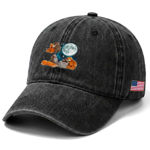 Baby Monkey Punch Washed Cotton Baseball Cap Team Punch Monkey Viral Trend TS14 Print Your Wear