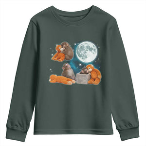 Baby Monkey Punch Youth Sweatshirt Team Punch Monkey Viral Trend TS14 Dark Forest Green Print Your Wear